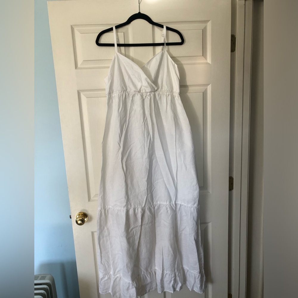 White Linen Wrap Front Sundress size L
